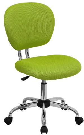 Flash Furniture Beverly Bürostuhl mit mittlerer Rückenlehne, Netzstoff, gepolstert, mit Chromsockel, Apfelgrün