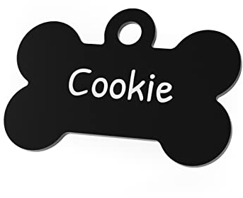 ENGRAVO Hundemarke mit Gravur in Schwarz 32mm | Knochen Halsbandanhänger personalisiert | Namensschild für Halsband | Anhänger Marke für Hunde, Welpen & Katzen | Dog Tag mit Wunschgravur