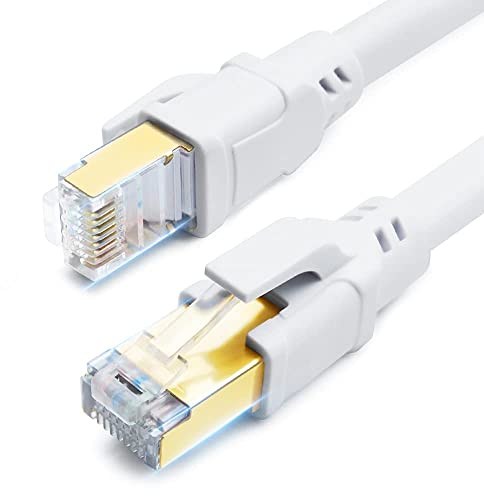 DDMALL CAT8 LAN Kabel 20m, Hochgeschwindigkeit SFTP Netzwerkkabel 40Gbps 2000MHz WLAN Ethernet Kabel mit Vergoldetem RJ45 für Router, Modem, Gaming (20m, weiß)