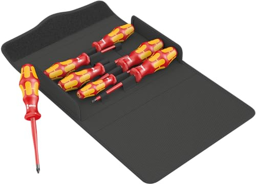 Wera 05136013001 Kraftform 100 iS/7 Set 1 Schraubendrehersatz Kraftform Plus Serie 100. Teilweise mit reduziertem Klingendurchmesser, 7-teilig