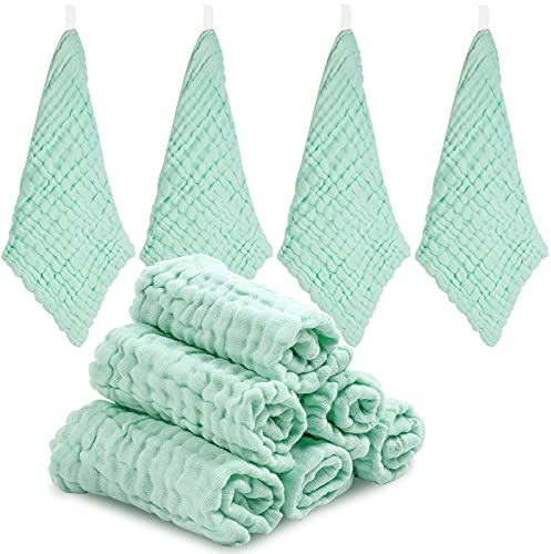 ABirdon 10 Piezas Muselinas Bebe, Algodon Orgánico, 30 x 30 cm Toalla Facial Infantil Suaves, Toalla de Gasa Bebe para Niños, Paños de Muselina Facial Infantil para Recién Nacidos