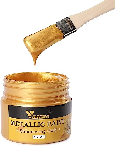 VGSEBA Farbe mit Blattgold – Acrylbeschichtung zum Malen, Acrylfarbe, Temperafarbe, für Holz, Papier, Stoff, Metall (Gold, 100 ml)