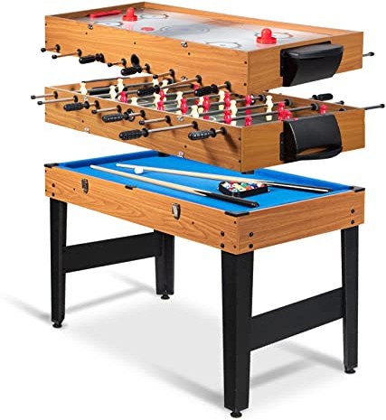 Goplus 48 Inch Multi Game Table, 3-in-1 Adult Size Foosball, Pool Table, Slide Hockey Table, Combo Table Set w/Billiard, Soccer & Hockey for Arcade, Party, Family Night, Game Room