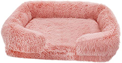Nyescasa Orthopädisches Hundebett für Grosse Mittelgroße kleine Hunde Katzenbett Flauschig Plüsch Ergonomisches Hundesofa Waschbar rutschfest Hundebetten Hundekissen (XL,100x60x18cm,Rosa)