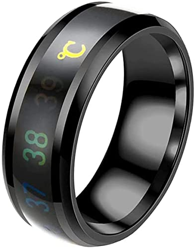 Smart Rings Termostati Sensore di Temperatura corporea Digitale Anelli Intelligenti Acciaio Inox Casual RingsDeft Elaborato, Acciaio inossidabile