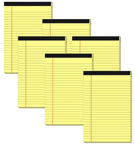 Yellow Note Pads 5x8 Small Legal Pads College Ruled Notepad for Office 6 Pack Yellow Writing Pads 5x8 Narrow Ruled Paper Pads 25 Lines 80 GSM Paper Tablets 5x8 Lined Notepads With 30 Sheets Per Pad