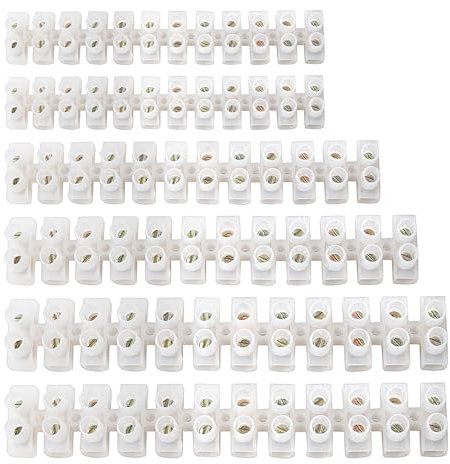 6 Pieces Terminal Block, Wire Connector, Cable Connector Brass Terminal Block, Household Connector Block 2 Pieces 3a, 2 Pieces 15a, 1 Piece 6a, 1 Piece 10a.