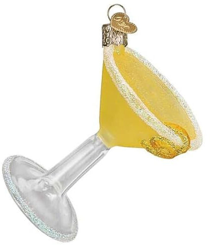 Old World Christmas Lemon Drop Martini Glass Blown Ornament for Christmas Tree, Handcrafted Holiday Decoration, Adult Beverages Collection