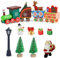 Johiux Weihnachts-Holzzug Eisenbahn Weihnachtsbaum Weihnachtsdorf Figuren Weihnachtsdeko Set,Rentier Wichtel Zubehör Baustelle, Puppenhaus Zubehör Tischdeko Weihnachten.