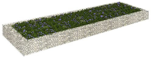 Gecheer Gabbione con Fioriera,Letto Rialzato,Metallo,da Giardino,da Esterno,in Acciaio Zincato,300x100x20 cm,Gabbione da Giardino,Fioriera da Giardino,Gabbione da Esterno