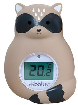 bblüv - Raku - Thermomètre de Bain 3-en-1, °C/°F, Flottant | Alertes visuelles et sonores, Sans BPA, Flotte dans le bain, Longue autonomie de pile, Bascule facile °C/°F