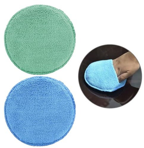 WeddHuis Set di 2 Tamponi Applicatori Premium per Cere, Lucidanti, Detergenti e Sigillanti per Vernice - Spugna Lucidante in Microfibra per Auto - Applicazione Delicata e Senza Graffi (130x25 mm)