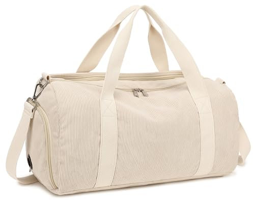 LOIDOU Sporttasche Reisetasche Damen Fitnesstasche mit großem Schuhfach Nassfach Sport Travel Bag Trainingstasche Frauen für Frauen Reisen Fitnessstudio Yoga (Beige)