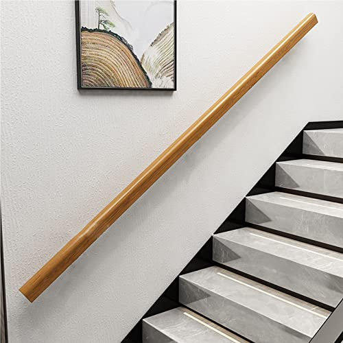 Wooden Stair Handrail Kit with Metal Bracket for Attic and Kindergarten Non Slip Wall Mount Banister for Safe and Space Saving Staircase 2ft/60cm