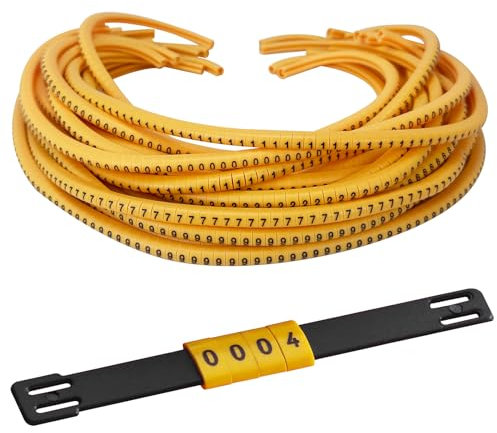 Kabelkennzeichnung, 0-9 Nummer Kabelmarkierung, Digitaler Röhrendraht Kunststoff Drahtkabelmarkierung Clip, Kabelmarkierungsrohr zum Kabel Nummerierung (2000Pcs 1.5mm²)