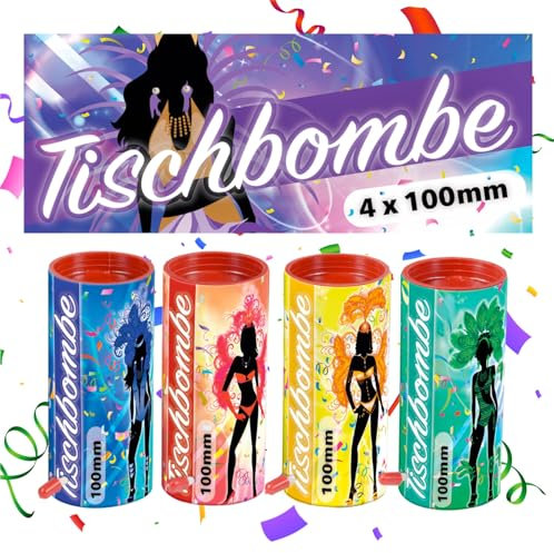 8er Tischbomben für Kinder & Jugendliche, Partypopper für Silvester und Feierlichkeiten, geprüftes Kat. F1 - Partyset 2026