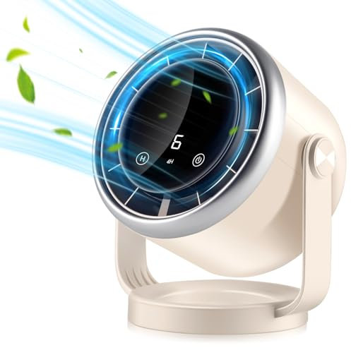 HONEYYEAR Desk Fan with Battery Operated, Quiet Digital Display Portable Fan 360°Rotate, Whole Room Air Circulator Fans, USB Fans with 6 Speeds, Small Table Fans for Bedroom, Kitchen, Home, Outdoor