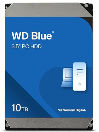 WD Blue 10TB per Desktop, Hard Disk Interno 3,5” - 7200 RPM, SATA 6 GB/s, Cache da 512 MB
