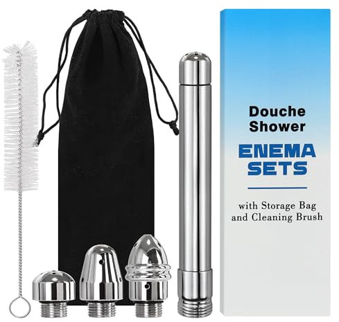 Shower Enema Douche Nozzle Shower Attachments Kits with 4 Aluminum Shower Heads Cleaner System,Handheld Water Shower Nozzle Cleaning Kit Anal Douches for Men Women Cleaning, with Velvet Carry Bag