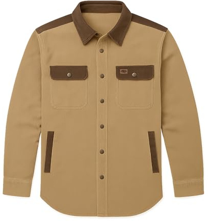 Field & Stream mens Tungsten Corduroy Shirt Jacket, Khaki, L