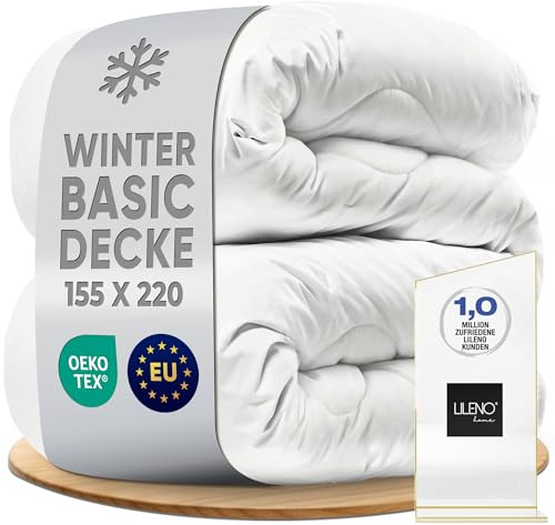 LILENO HOME Premium Bettdecke 155x220 Winter (1er Set) | 95°C waschbar, Sanitized| & Oeko-Tex Decke 155x220 | Allergikerfreundlich, Geräuscharm & Wolkenweich | Mikrofaser Blanket Winter Made in EU