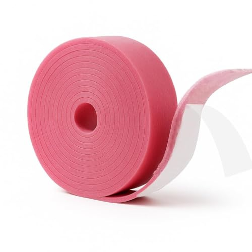 Kantisoleringsremsor självhäftande 50 mm x 5 mm x 20 m, kantisoleringsremsor för golv, isoleringsband för golvvärme, ljudisolering och värmeisolering, rosa