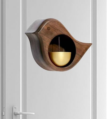 Timbre de madera, magnético de campanilla de viento, forma de pájaro con función de succión, campanillas de alerta de entrada para tienda de granero, puerta de granero, accesorio decorativo