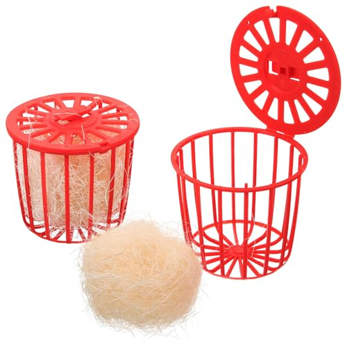 CVUTOVO Lot de 2 Nids pour Perroquets en Sisal Naturel Rouge Bol de Nidification pour Cage à Oiseaux Stimulant pour Nichoir et Reproduction D’Oiseaux de Petite et Moyenne Taille