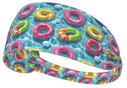 Diademas de entrenamiento para mujer – Bandas elásticas antideslizantes para el cabello de mujer, colorido anillo de natación impreso que absorbe la humedad banda para el sudor para deportes, correr