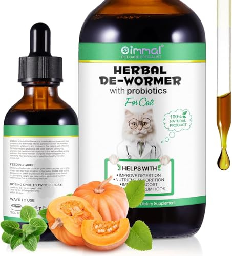 VFjVlVdG 60 ml di trattamento per vermi per gatti, gocce di vermi orali, integratori Cat Herbal – anti-parassiti, vermi a banda larga – sicuro, efficace