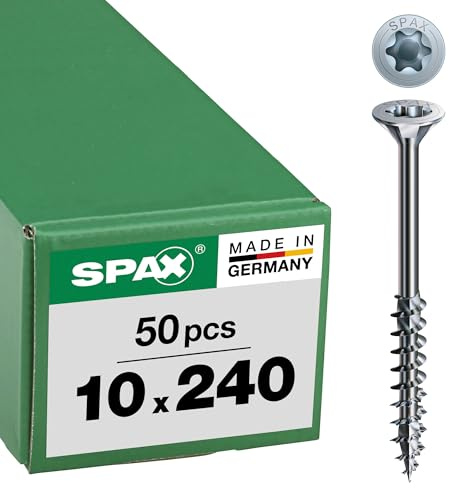 SPAX Holzbauschraube, 10, 0 x 240 mm, 50 Stück, T-Star plus, Senkkopf, Teilgewinde, 4CUT, Wirox A3J, 0191021002405, 10 Stück, 191011002405