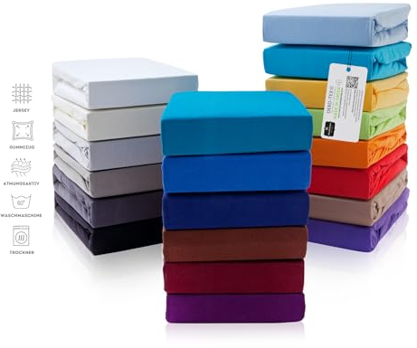 Hometex Premium Textiles Spannbettlaken Spannbetttuch 180-200 x 200 cm, Bettlaken Jersey aus 100% Baumwolle, Matratzen bis 23-25 cm, Oeko-TEX Made IN Green, Grau