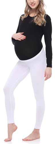 Be Mammy Legging Long Grossesse Maternité Tenue Sport BE20-253(Blanc, XXL)