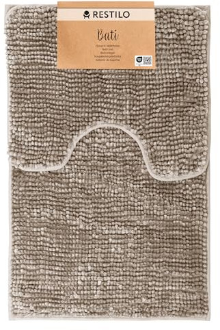 RESTILO Badematte Toilettenmatte Set 50x80 40x50 cm Badteppiche Badvorleger rutschfest Bati Cappuccino