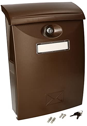 KOTARBAU® Buzón Exterior de plástico, Buzón marrón 235 x 90 x 340 mm, Buzón de Pared, Buzón con 2 Llaves, Tornillos incluidos, Buzón Correos Exterior, Buzon plástico con Placa para Nombre