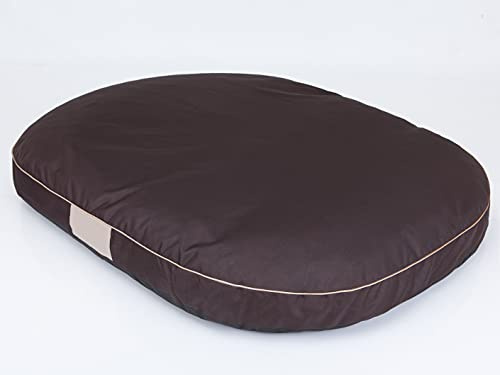 PillowPrim Hundekissen Hundebett Hundematratze Kissen Hundeschlaufplatz Bett Hundekorb Hundesofa ovale Matratze mittelgroße Hunde L - 87 x 68 cm Schwarz ökologische Leinenstoffe