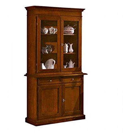 mobili2g MOBILI 2G - CREDENZA VETRINA in Legno Noce Arte POVERA 103X42X210 H (383)