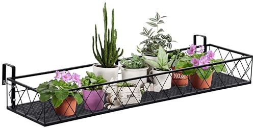 Outsunny Fioriera da Esterno con Ganci per Ringhiera, Portavasi per Balcone e Terrazzo in Metallo, Portata Fino a 20kg, 100x31x12cm, Nero