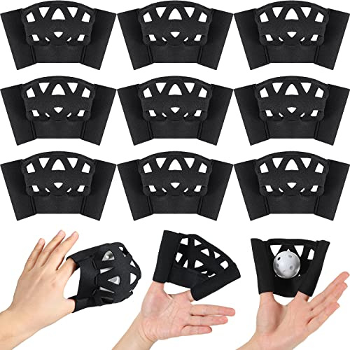 Zhengmy 10 Packs Web Glove Baseball Training Glove Designed to Catch Golf Sized Practice Ball Catcher Training Aids Suitable for Softball Field Drills Hand Eye Coordination Teaching(Small,Black)