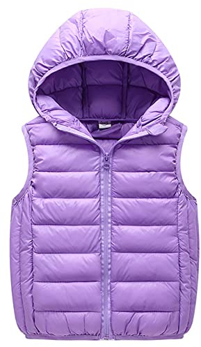 Cozomiz Enfants Hiver Gilets Bébé Garçons Filles Doudoune Veste Duvet Hiver Matelassé Manteau sans Manche Chaud 10-11 ans Violet