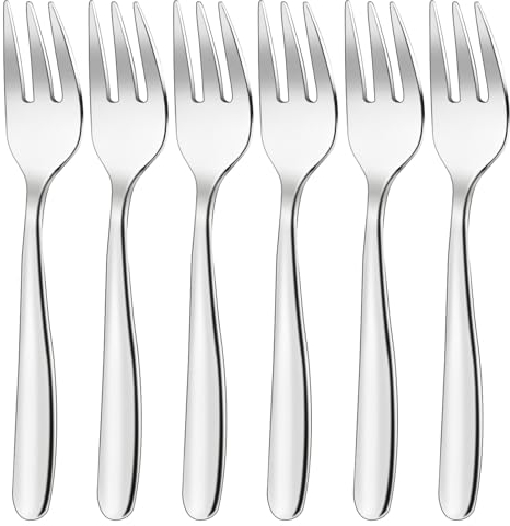 Kuchengabeln, 6 Stück, Dessertgabeln, Edelstahl, 14 cm, Poliert