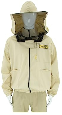 LYSON Imkerjacke mit abnehmbarem Hut, Imkerbluse mit Schleier, Schutzhemd für Imker Beekeeping Jacket Schutz gegen Bienen Insekten Imkerbekleidung Grösse XL Imkereibedarf Imkerzubehör