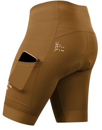 INBIKE Culotte Ciclismo Hombre con Gel Acolchado Bolsillos MTB Ciclismo Pantalones Cortos Transpirable Secado Rápido Verano Transpirable Marrón 2XL