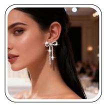 Inateannal Rhinestone Bow Dangle Earrings Silver Rhinestone Tassel Drop Earrings Bridal Tennis Chain Earrings Cubic Zirconia Wedding Earring Bridesmaid Statement Prom Party Jewelry