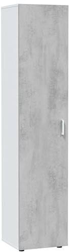 Miroytengo Armadio a colonna per cucina dispensa multiuso colore bianco e grigio cemento 41 x 182 cm