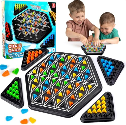 Pipihome Trigger Juego de Mesa Gomas, Juego de Ajedrez de Triángulo de Cadena, Juegos de Mesa Niños 8 Años, Ajedrez para Niños y Adultos - Ideal para Fiestas y Viajes