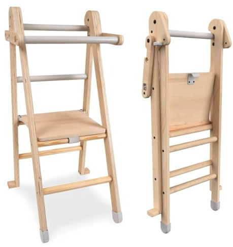 TP Toys Active-Tots Helper Tower Folding Step Stool for Toddlers and Kids, Foldable Standing Tower for Kitchen, Mothers' Helper Montessori Learning Step Ladder Durable and Safe Design, 50x47.3x93.5cm