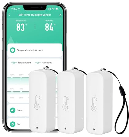 Capteur WiFi hygromètre thermomètre : moniteur intelligent de température et d'humidité sans fil avec notification d'application, exportation de stockage de données, fonction d'étalonnage 3 PCS-Blanc
