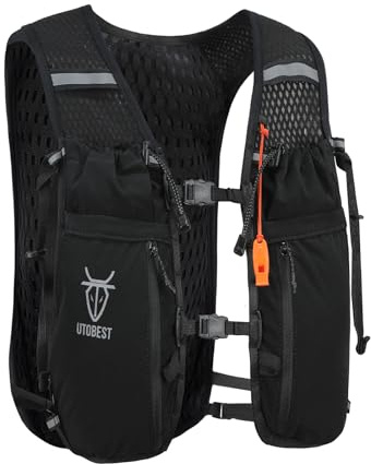 UTOBEST 10L Running Hydration Vest – Lightweight Trail Running Vest for Women & Men, Adjustable Marathon Backpack for Running (Black XL Vest Only)