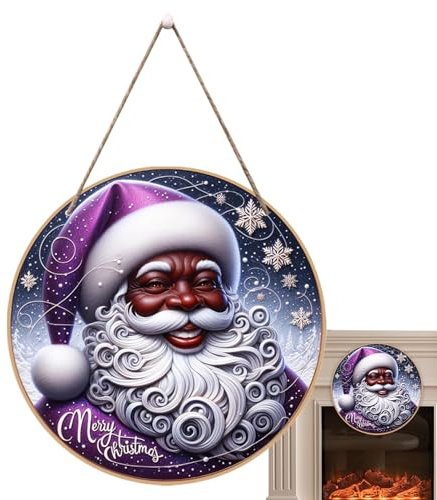 Weihnachts-Schild, Weihnachts-Türschild,Weihnachtsmann Runde Türverzierung - Weihnachts-Cartoon-Haustürschild, Türhänger-Dekoration für Zuhause, drinnen und draußen